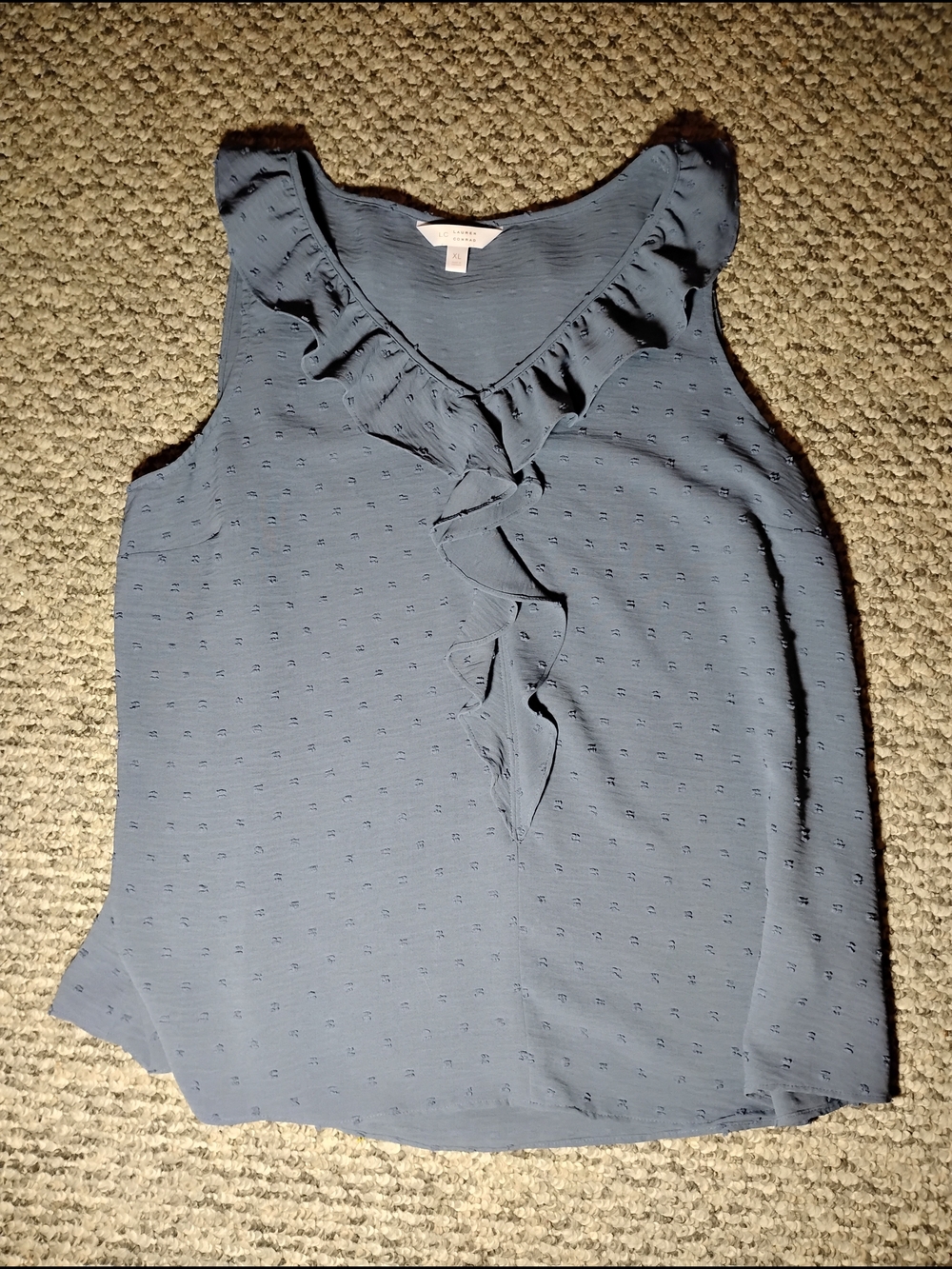 LC Lauren Conrad Sleeveless Ruffle V-Neck Top - Blue